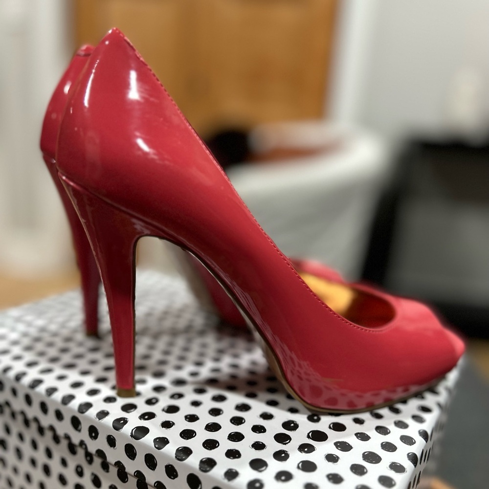 BCBG Orange Open Toe Heeled Pumps